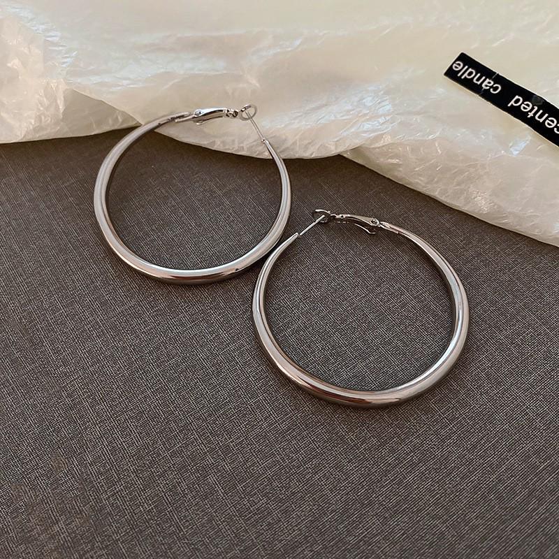 Women's Silver Hoop Earrings: Light Luxury 2024 Exaggerated Niche Style