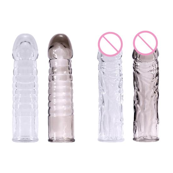 Penis Extender Reusable Sexual Stimulation Silicone Sex Condom Delay Sleeve for Couple