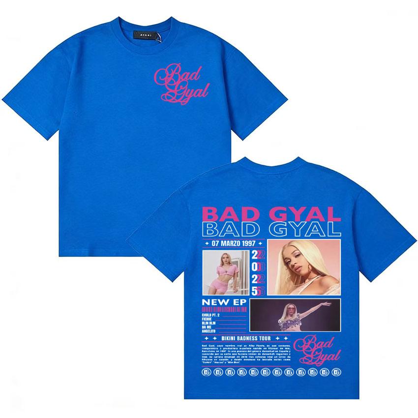 Rapper Bad Gyal Trendy Album 2025 Graphic TShirt Unisex Women Vintage High Quality Short Sleeve Tee Shirt Hip Hop Cotton Tshirts