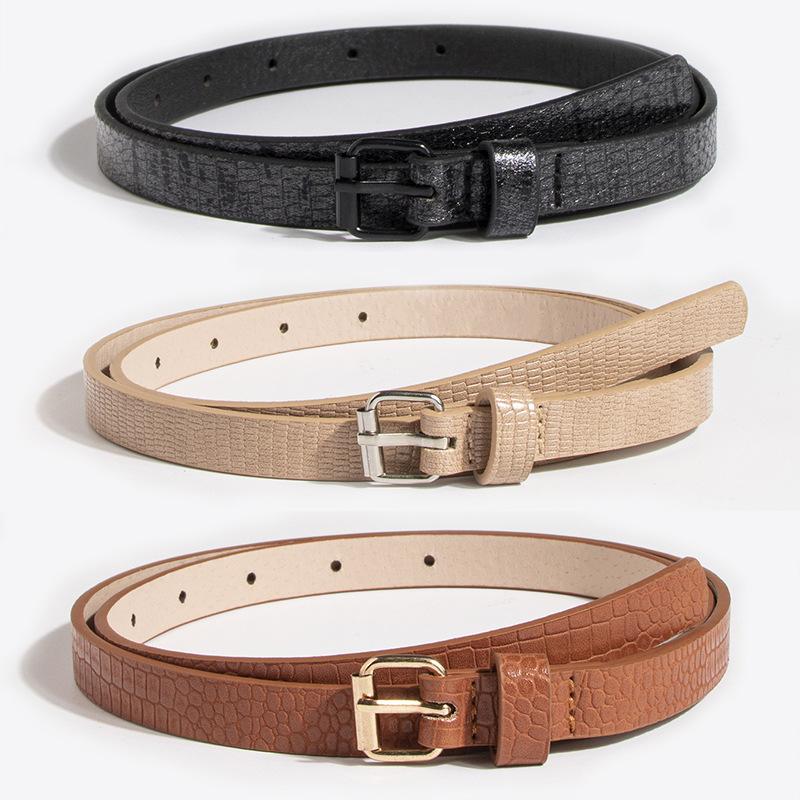 Simple PU Leopard Pattern Thin Belt Versatile Fashion Clothing with Skirt Belt Set