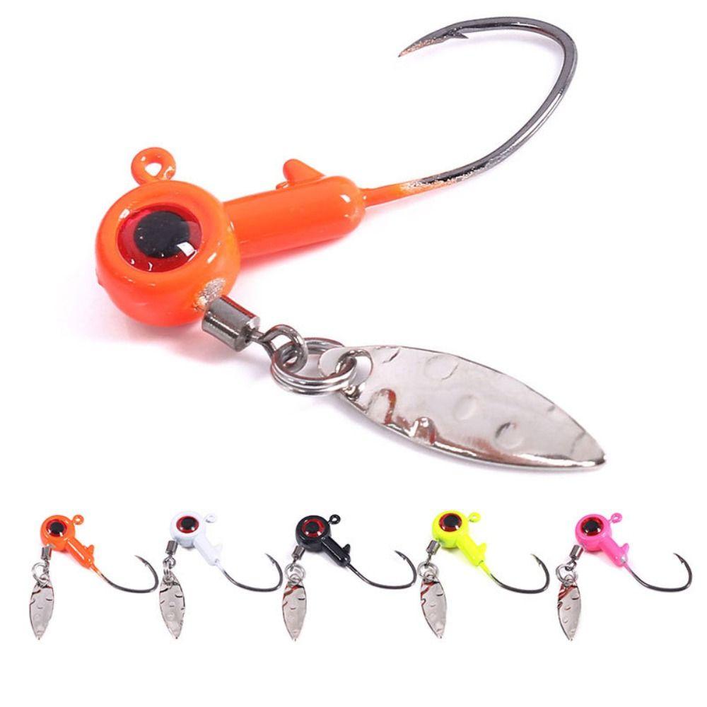 

5PCS Fishhooks Jigs Head Hooks Spin Round Head Fishing Hooks Spinner Sequin Soft Bait