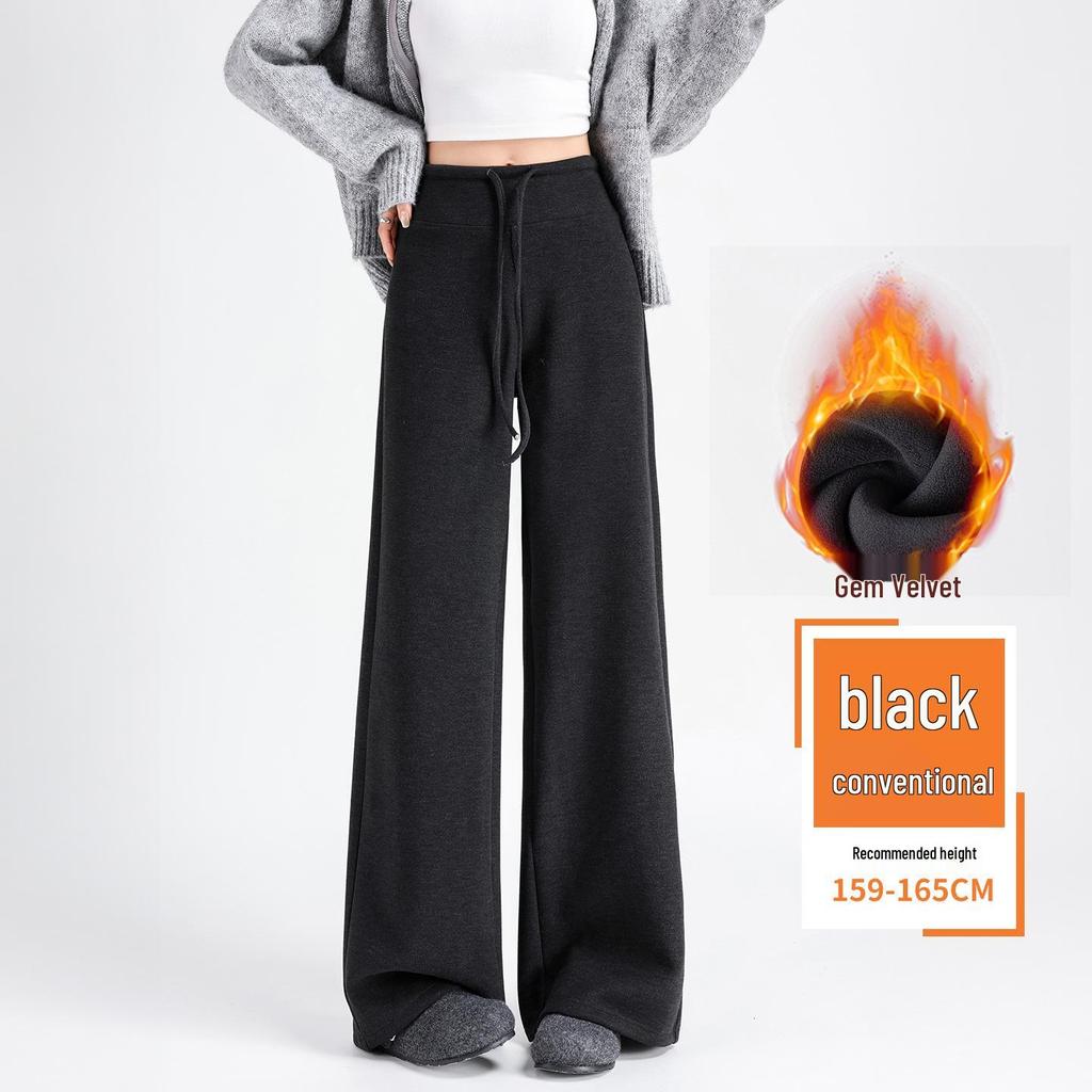 Winter 2026 Damen High-Waist Woll-Schlaghosen mit Plus Samt und Eleganter Drapierung