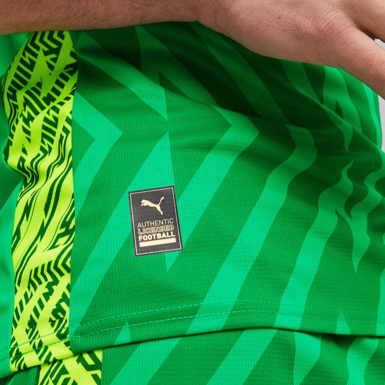 Puma Manchester City Goalkeeper Short Sleeve Jersey V-Neck All Over Letter Print Sweat-Wicking Football Shirt Men jersey Light-Green 770471-97