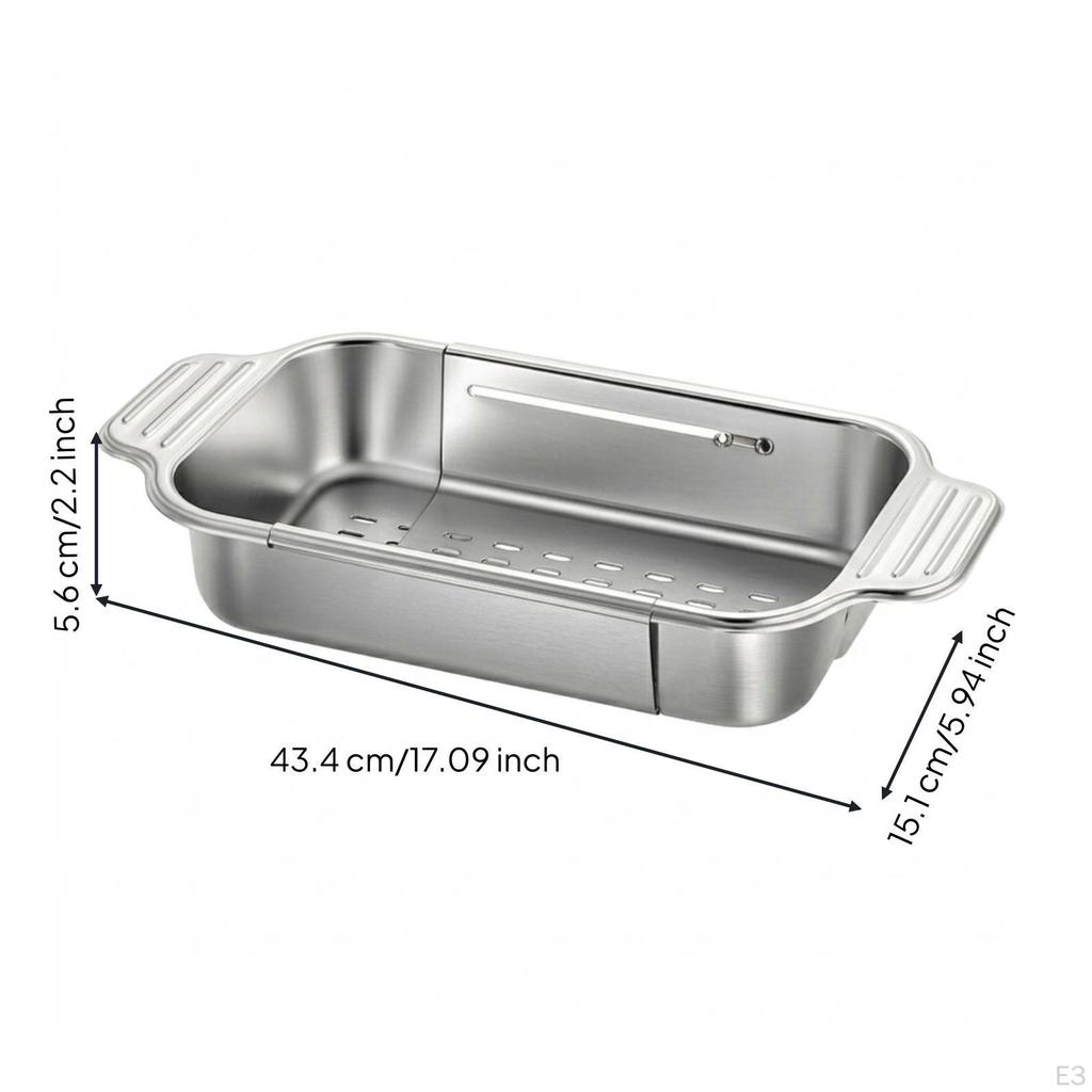 Sink Draining Basket Expandable overtheSink Colander Metal with Handles for Apartment M 304
