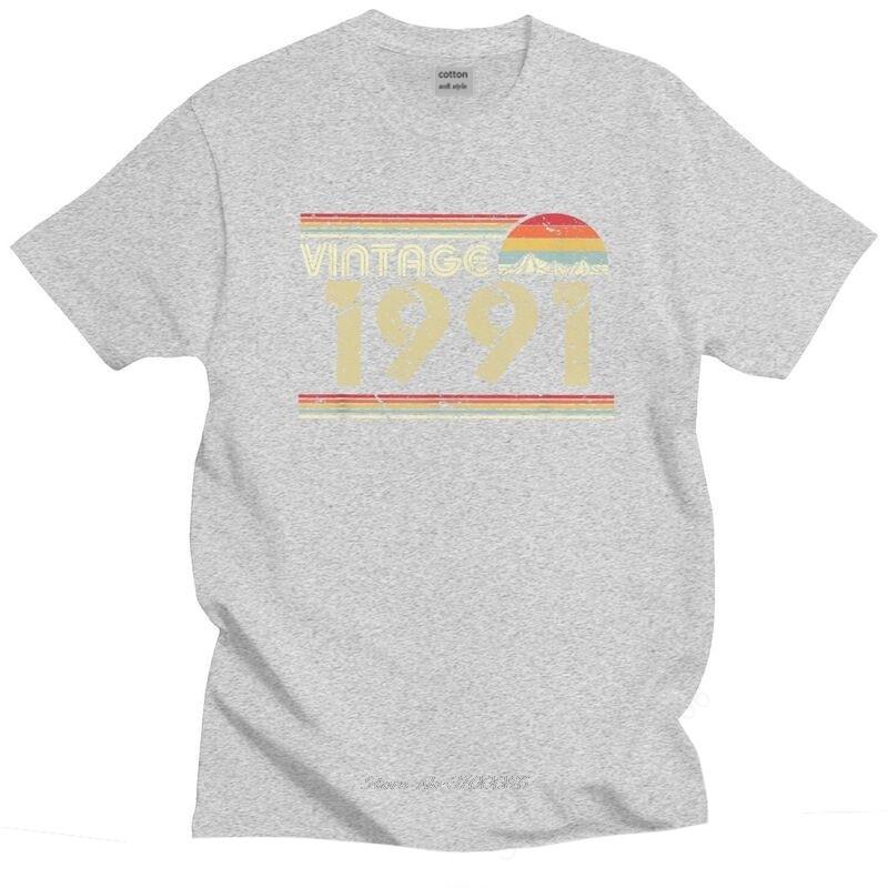 Classic Vintage 1991 Tshirts Unisex Short Sleeved Streetwear T Shirt Stylish Birthday Gift Tshirts Fitted Cotton Tee Tops Gift