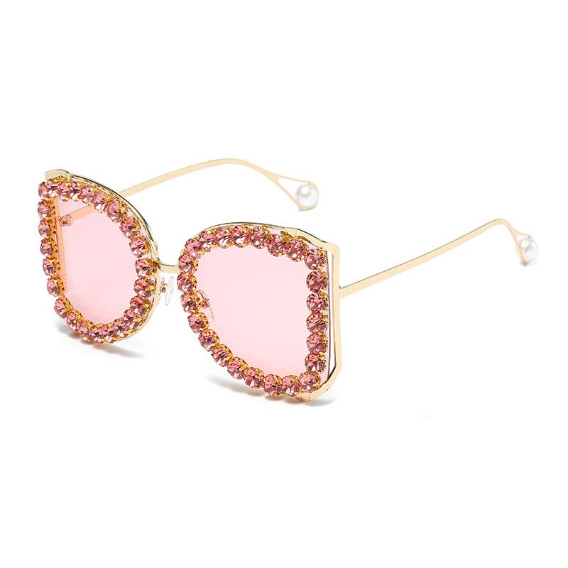 European and American Style Diamond-encrusted Large-frame High-end Luxury Sunglasses for Women