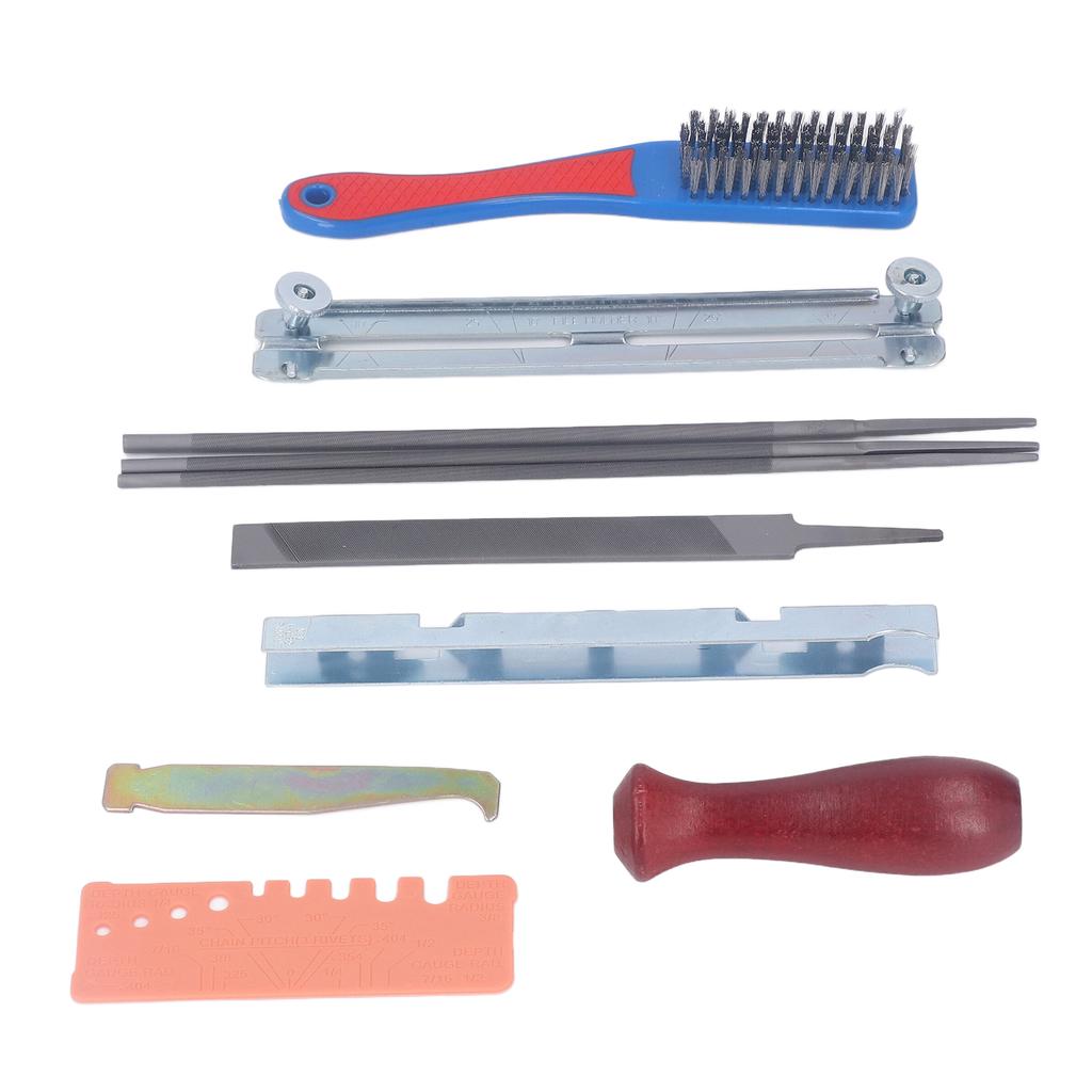 11Pcs Chainsaw Sharpener File Chain Saw Teeth Sharpening Tool Set Kit with Gauge Handle