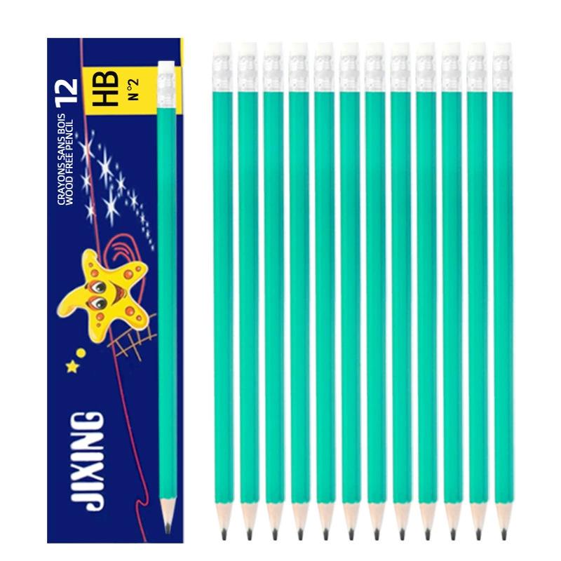 12-Pack Green Barrel HB Pencils with Erasers for Students & Art Sketching HB чёрный