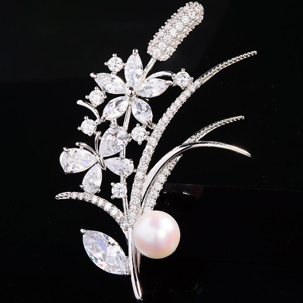 Crystal Flower Brooch Pin Rhinestone Wheat Ear Brooches Wedding Jewelry Gifts