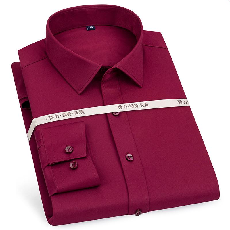 Taglia Grande 8XL 7XL 6XL Camicia da Uomo Basic Manica Lunga Casual Senza Stiratura Antirughe Vestibilità Slim Bianca Business Matrimonio Festa
