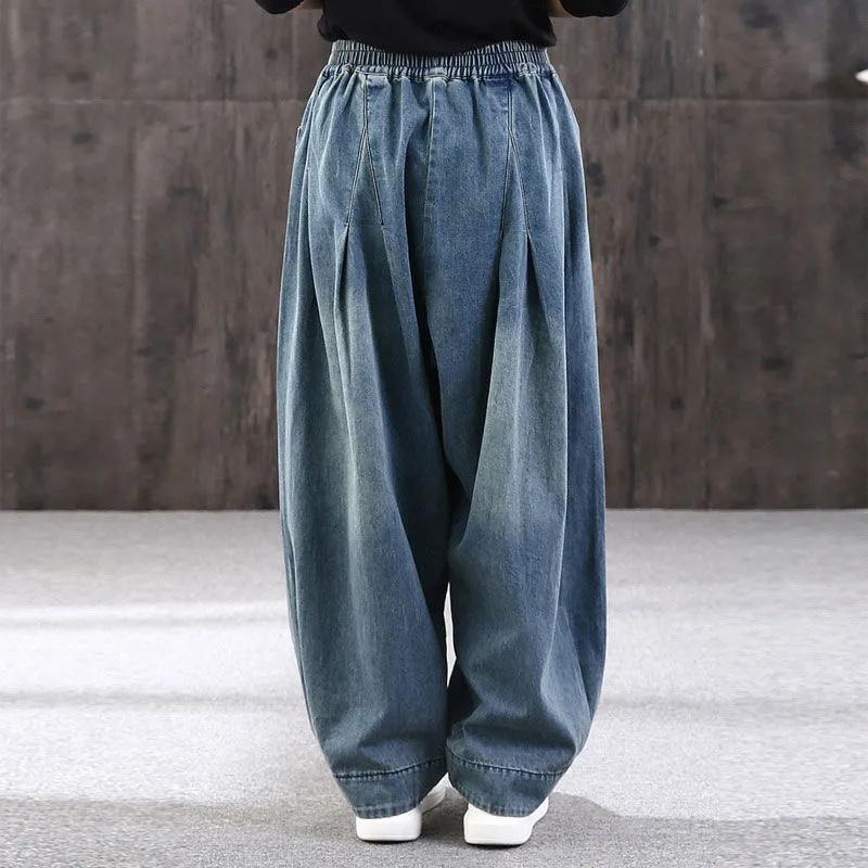 High Waisted Oversized Loose Jeans Women's Streetwear Spring and Autumn Art Retro Casual Denim Lantern Pants Female