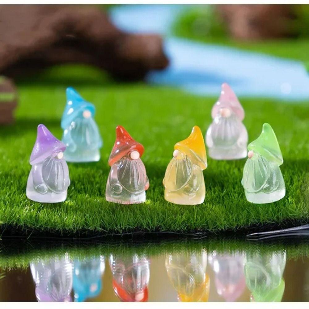 6pcs Tiny Mini Resin Gnomes Glow in The Dark Miniature Decor Fairy Garden Statues  Landscape Decor