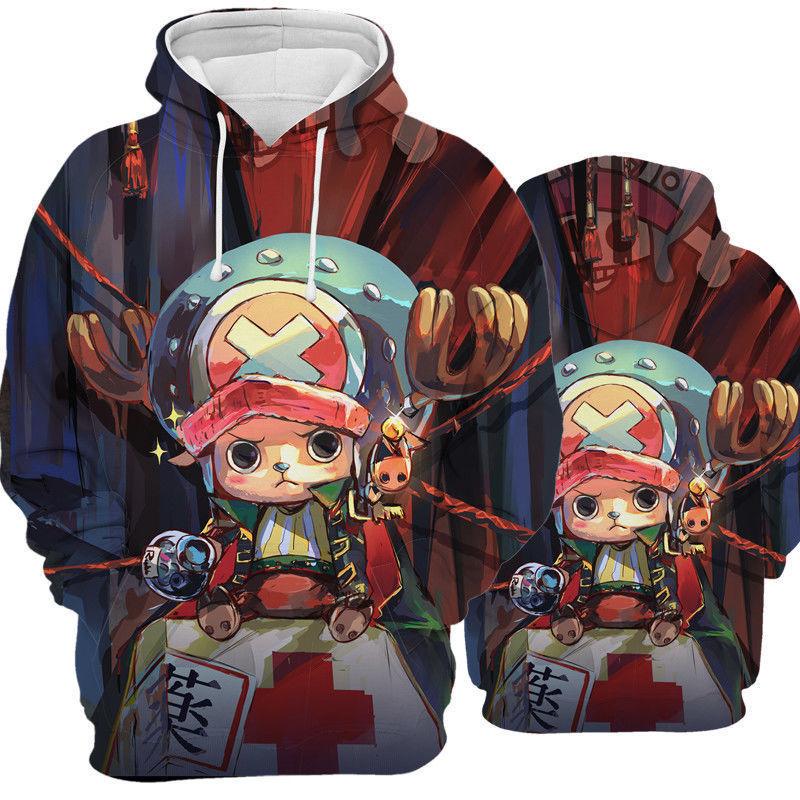 Anime Characters Peripheral Series 3D Digital Printing Long Sleeve Hooded Zip Men's Sweatshirt