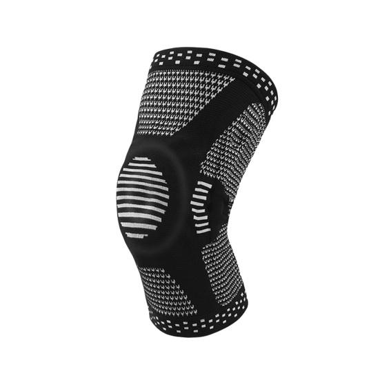 Gestrickte Kniekompressionsbandage mit seitlichen Stabilisatoren Patella-Polster Damen Herren Meniskusriss Verletzung Regeneration Gelenkschmerzen Laufen Sport Kniebandage