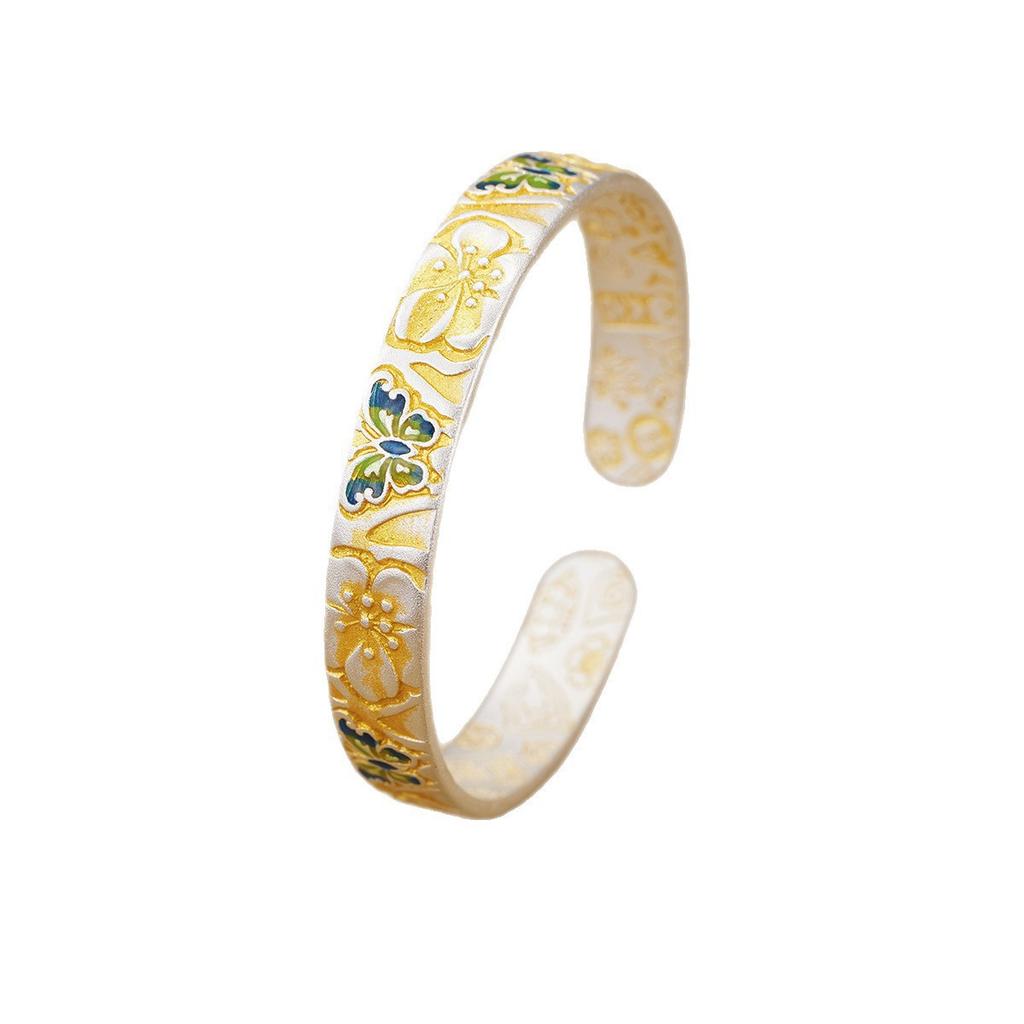 New Chinese open enamel butterfly bracelet, retro gold-painted pattern bracelet, simple and adjustable versatile women's models
