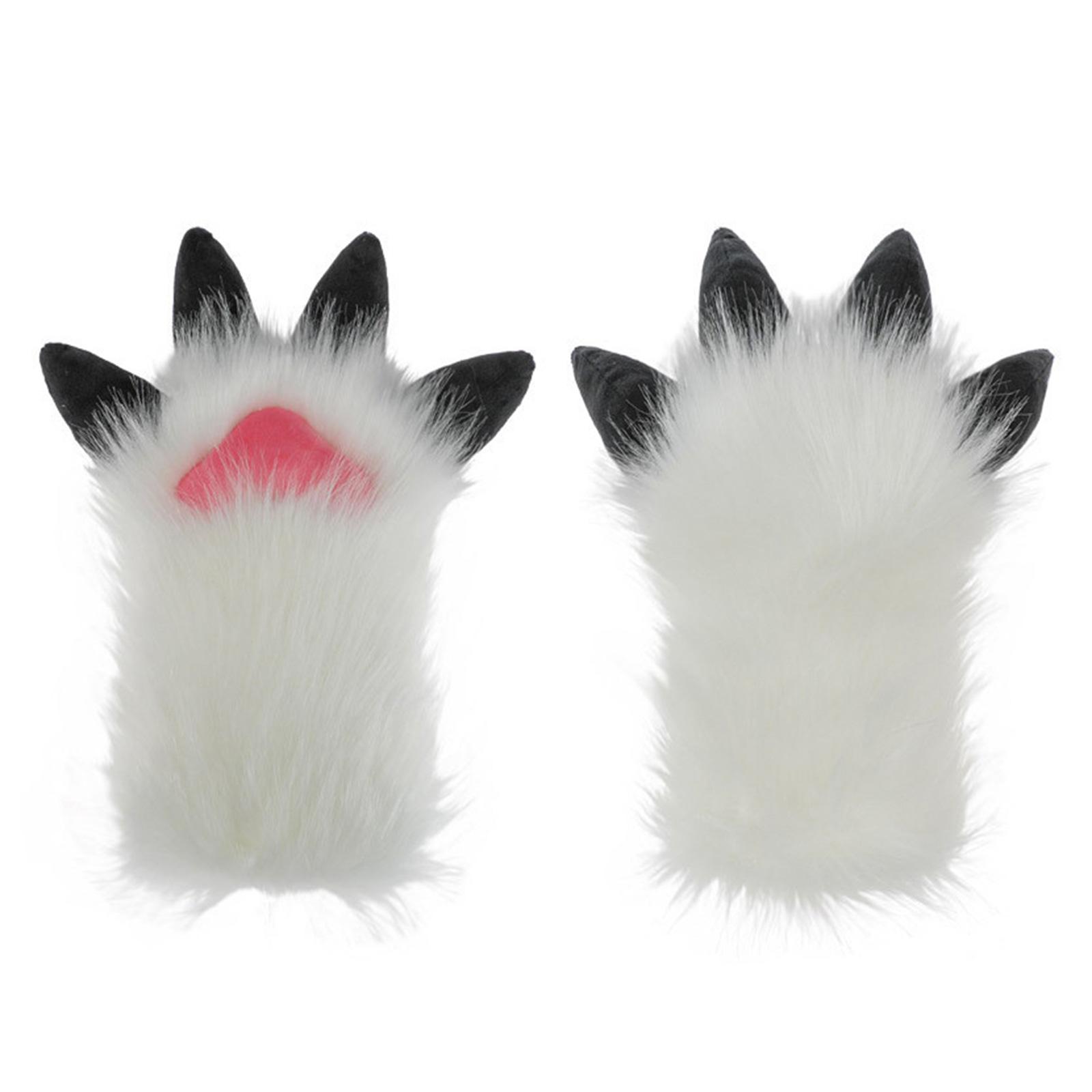 

Faux Furs Cats Claw Gloves Therians Paws Plush Fursuit Paws Halloween Cosplay Costume Animal Foxes Paws Mitten Women Men 1
