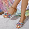 Fashion 2025 New Women Shoes Fashion Mixed Color Gem Diamonds Transparent Heels Slipper for Women Summer Sexy Sandals Zapatos De Mujer