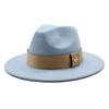 Autumn and Winter Big Eave Hat Fashion Woolen Top Hat Men's and Women's Woolen Panama Jazz Fedora