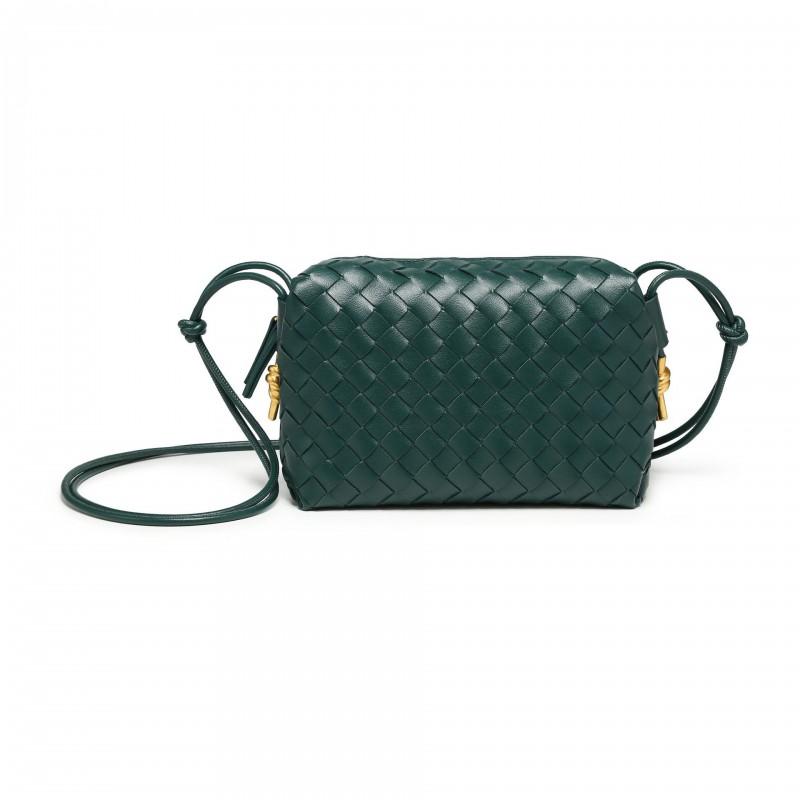 Mini Woven Crossbody Camera Bag Women Soft PU Leather Large Capacity Urban Chic Shoulder With Zip