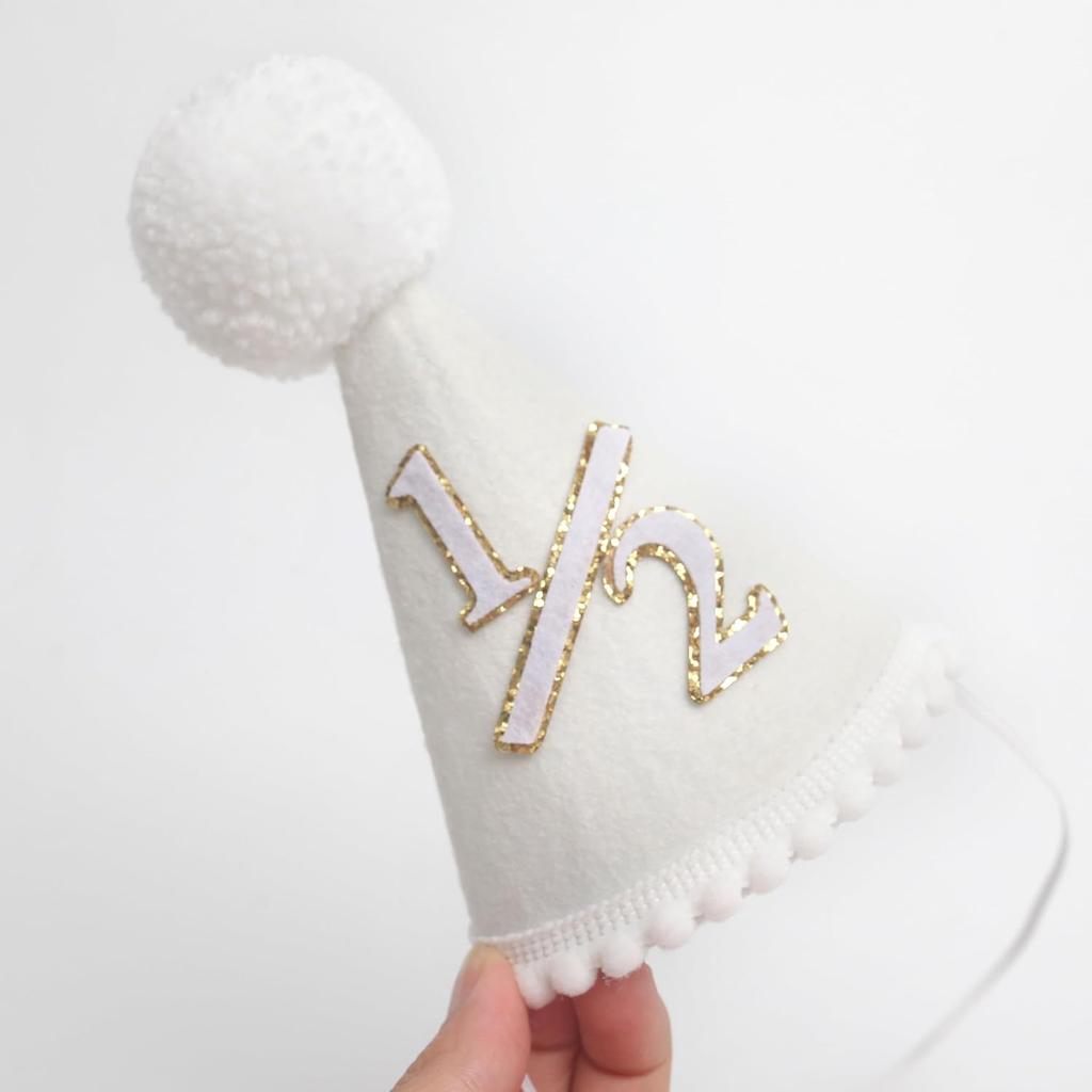Boho 1/2 Birthday Hat For Babies, Handmade Boho Style Half A Year Old Birthday Crown, Neutral Color, Unisex