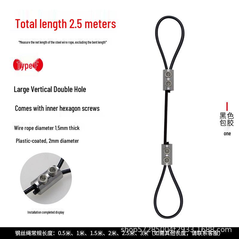 Adjustable Steel Wire Rope with Plastic Coating - Light & Picture Hanging System with Lock Buckle