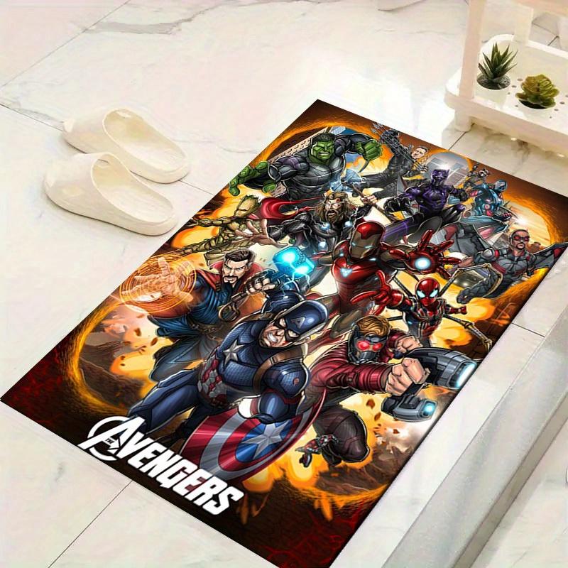 1ks Kobercový kobereček Marvel Avengers Super hrdinové, Protiskluzová podložka, Design s kreslenými postavičkami, Měkký samet, Dekorace do pokoje, Omyvatelný