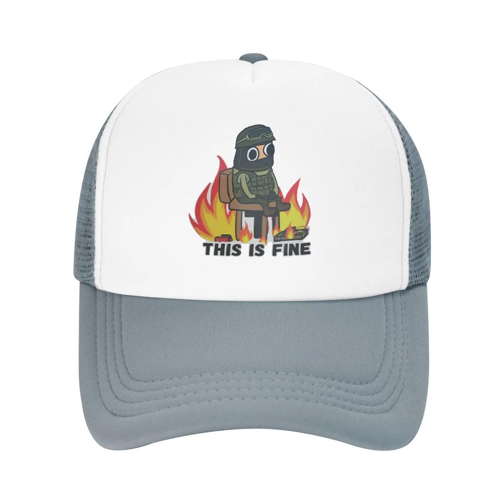 This Is Fine(CT) CounterStrike Sport Mesh Baseball Caps Men Camping Male Beach Golf Hat Peaked Cap