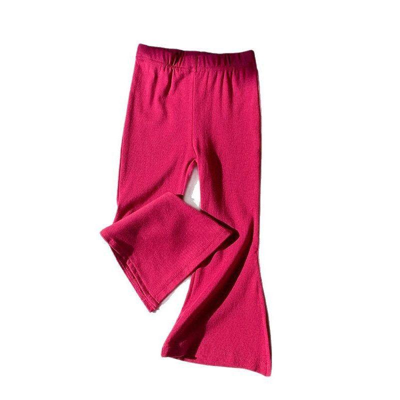 Children's Clothing Girls' Pants 2025 Spring and Autumn New Versatile Casual Slit Flared Pants for Young Children Solid Color Long Pants