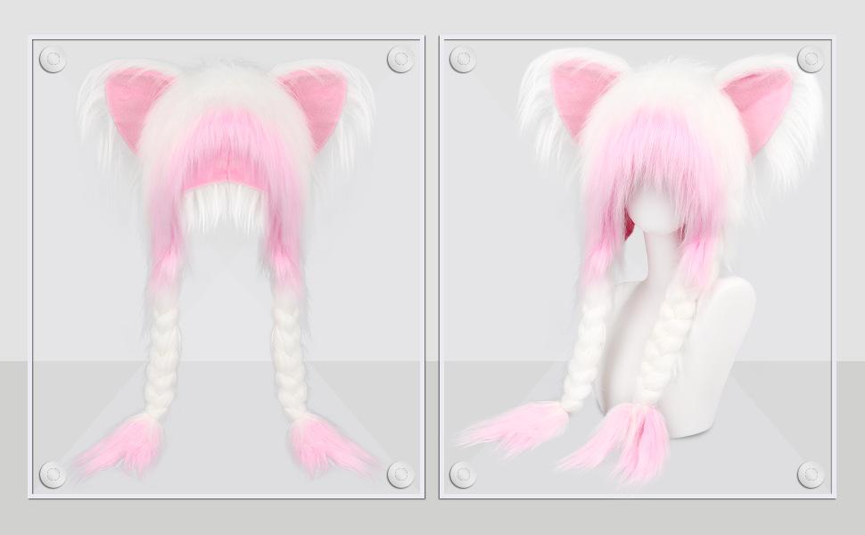 Plush fursuit niche two-dimensional cat ears and animal ears anime subculture unisex fried hair y2k headgear hat