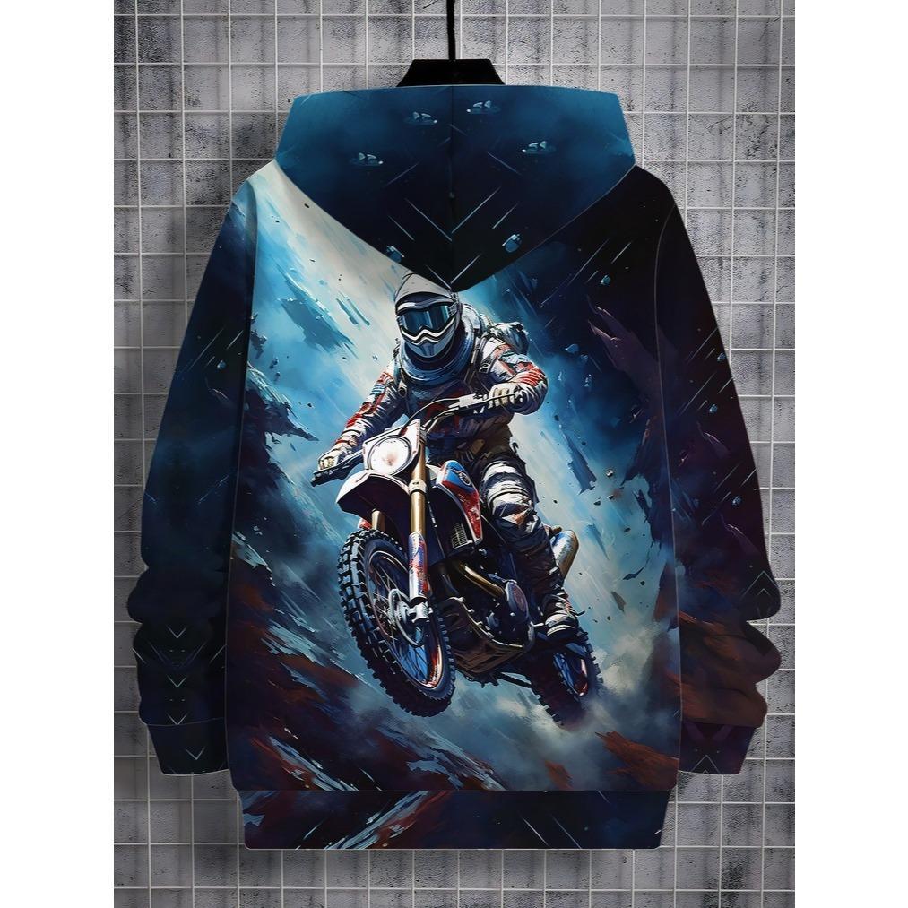 3D printed extreme motorcycle pattern hooded sweatshirt children's clothing, perfect gift