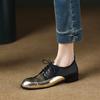 2024 New Fashion Classic Brogue Schuhe Frauen Metall Kuh Leder Pumps Mischfarbe Komfortable Lace Up Große Größe 34-40 für Damen