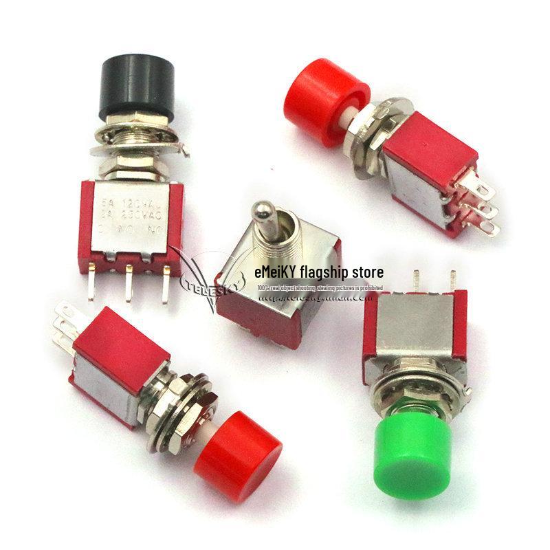 Round Momentary Pushbutton Switch PS-102, Self-Resetting, with Cap, 3/6 Pins
