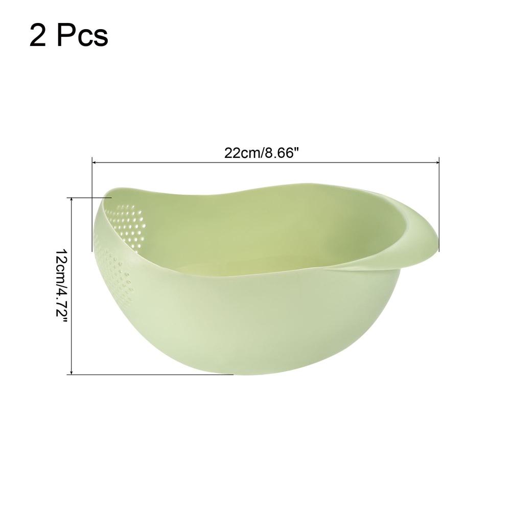 2PCS Rice Washer Strainer Bowl Kitchen Accessories Draining Vegetables Pasta Fruit Food Washing Basket with Handles Durable PP