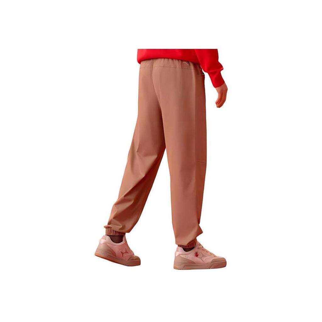 Anta Lifestyle Series Solid Color Loose Fit Cuffed Knit Sports Pants Men bottoms Hazelnut-Brown 152418514-1