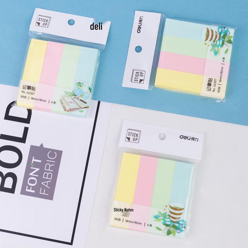 Deli 4-Color Strip Sticky Notes