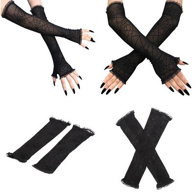 Spider Web Arm Sleeves Gloves Fancy Dress Up Halloween Costume Accessory Cosplay