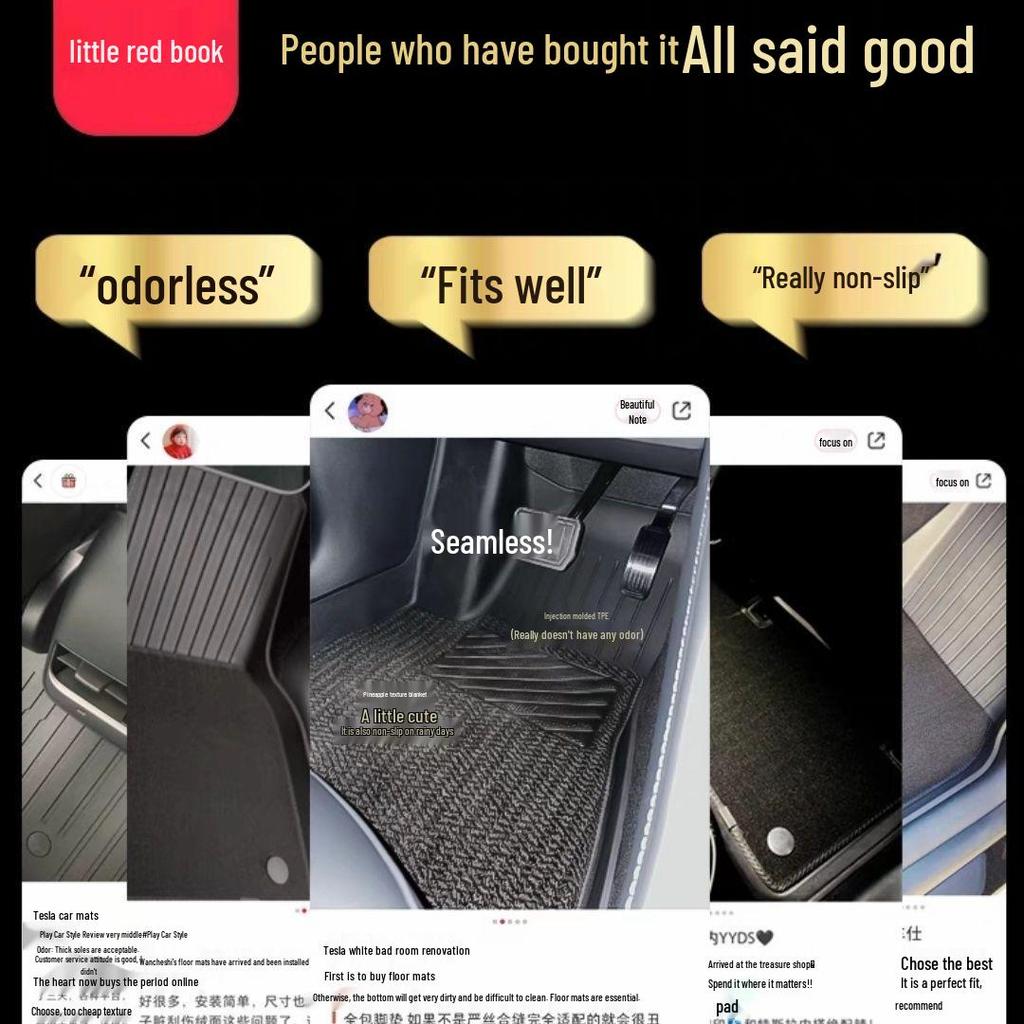 New Version TPE Floor Mats for Tesla Model 3/Y - Full Set, Surround Design
