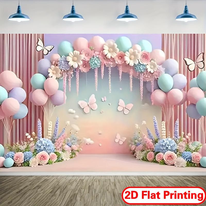 2D Plane  1 Piece of Soft-colored Balloon Arch and Butterfly Wall Decoration - Balloon  Flower and Butterfly Patterns