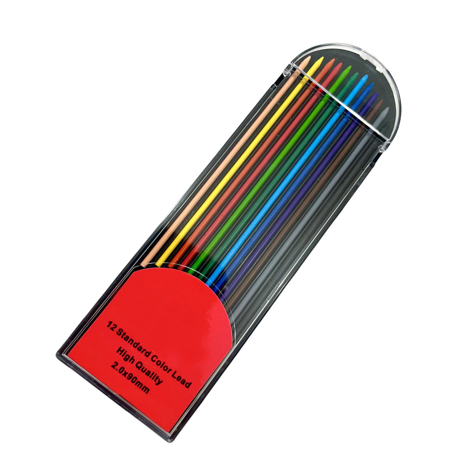 

12 шт. 2,0 мм толстые цветные стержни для механического карандаша 2,0 мм плотницкий карандаш для работы по дереву художественный рисунок