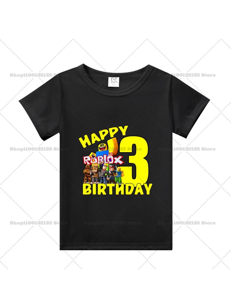 Summer Roblox Children Birthday Number T Shirt Girl Boy Clothes Baby Cotton Tee Shirts Party Short Sleeve Tops Toddler Gifts