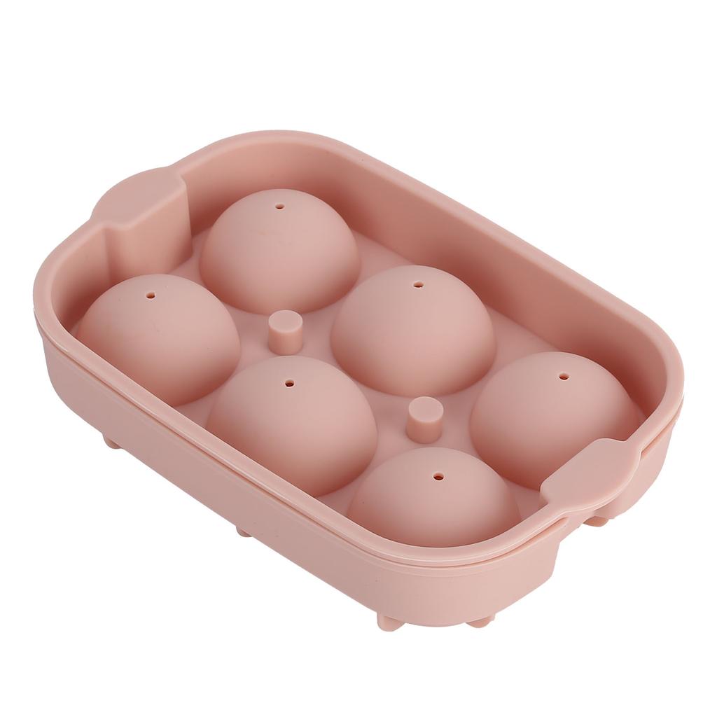 Silicone DIY Ice Cubes Mold Ice Ball Maker Mould Tray for Home Bar Party Cocktail UseLight Pink 6Hole 45mm