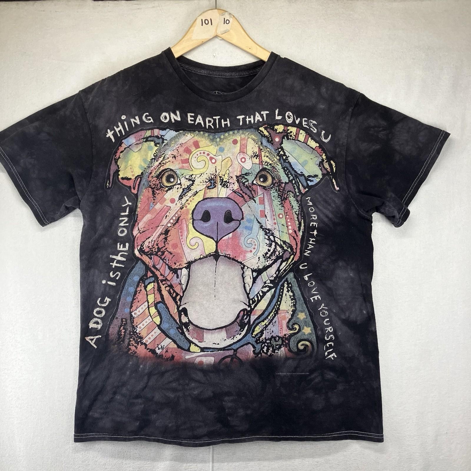 Dean Russo Art 3D Tees Tie Dye T Shirt 2014 Dog Love Black Size Large Pitbull XL