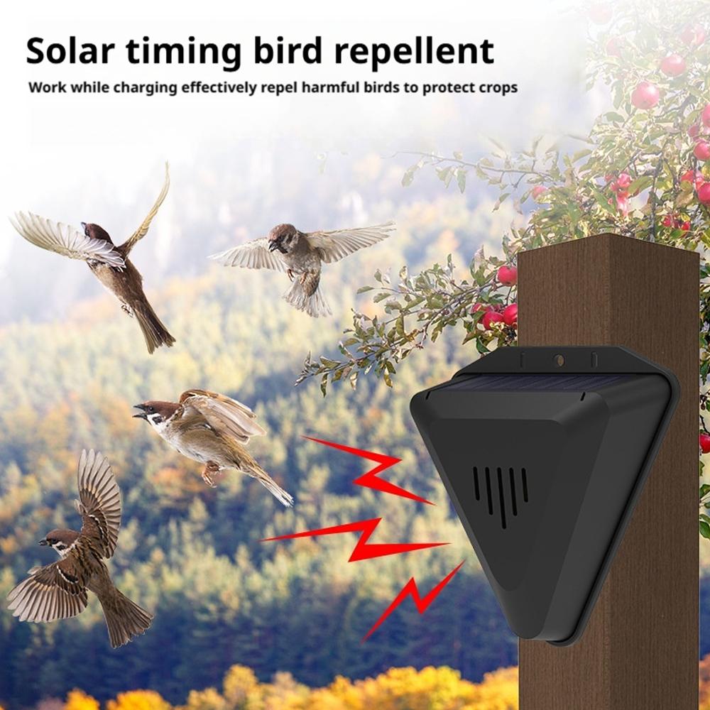 Solar Bird Repeller Alarm with 13 Built-in Sounds & 129db Speaker Solar Animal Repellents for Farm Ranch Orchard Protect Fruits