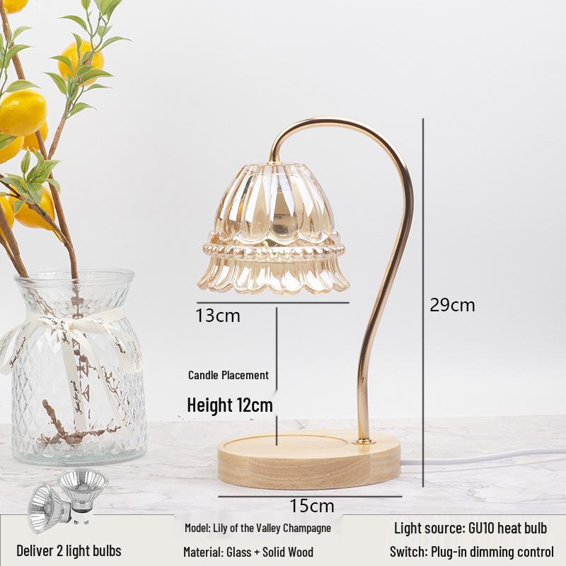 Luxury Glass Aroma Wax Melt Lamp - Fragrance Candle Light for Bedroom, Bedside Table, or Desk. Ideal Decorative Gift.