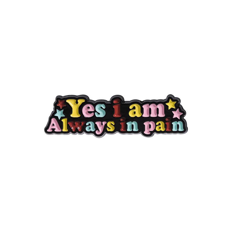 Creative Colorful Optimism Inspirational Metal Brooch Letter Pin For Fashionable Outfits