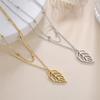Cazador Leaf Pendant Double Chain Necklaces for Women Fashion Stainless Steel Necklaces Jewelry 2026 Birthday Gift New Wholesale