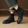 Fashion 2025 NEW Autumn/Winter Women Boots Round Toe Med Heel Chelsea Boots Genuine Leather Shoes for Women Retro Modern Ankle Boots