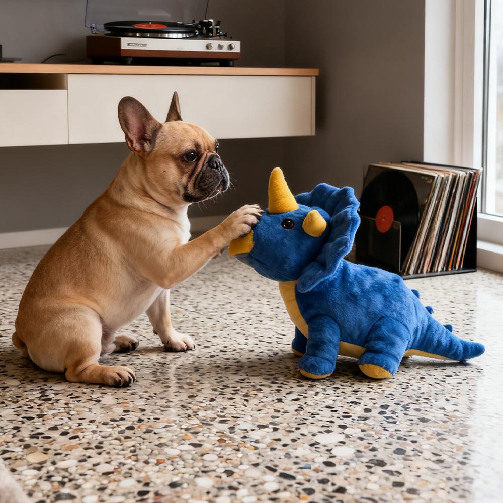 Pet-Resistant Chewable Plush Interactive Toy with Sound, Dinosaur Shape, Suitable for Large, Medium, and Small Pets Such as Cats an