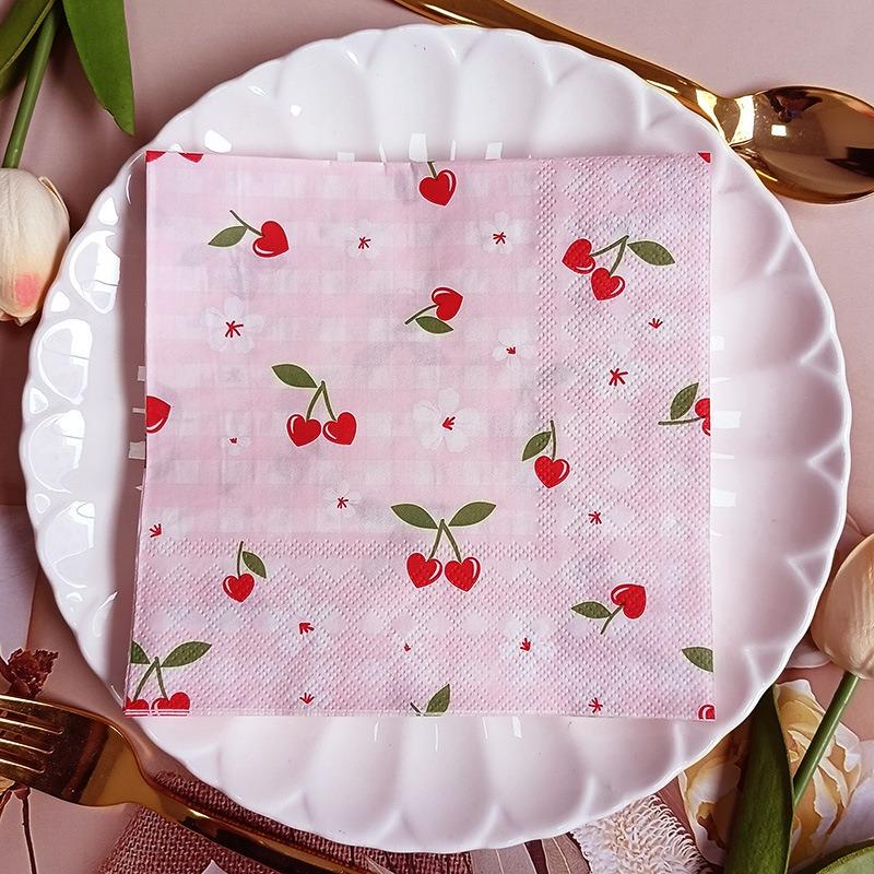 20 Stück/Packung Papier-Serviette mit Fruchtdruck Geburtstag Feiertag Festival Kinder Cocktail Tee Elefant Dekorative Dinner-Servietten
