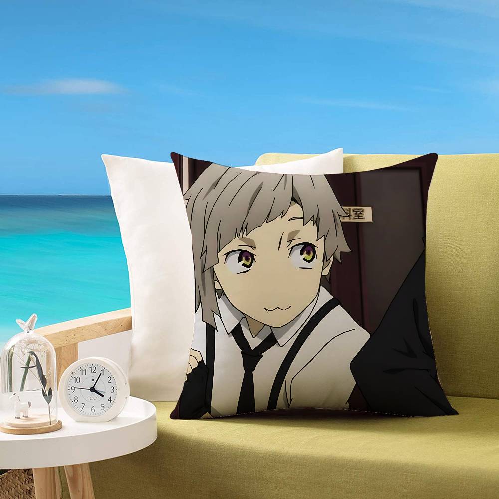 Cute AtsushiBungo StrayDogs Anime Customizable Square Pillowcases Stylish And Soft Perfect For Beds Cars And Sofas